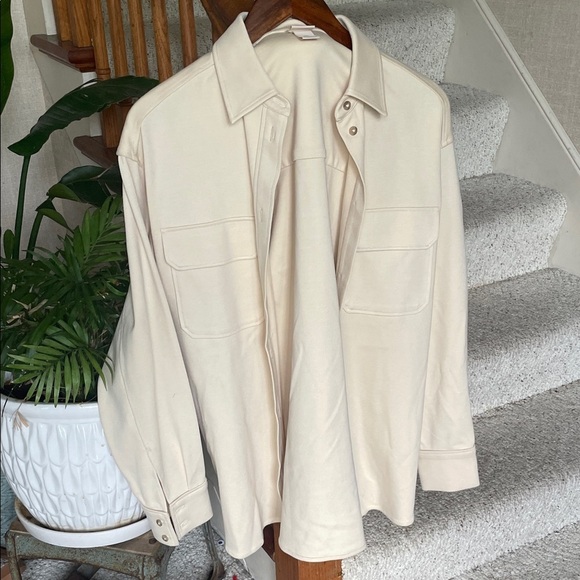 H&M Cream Lightweight Oversized Shirt Jacket Casual Fit - Picture 2 of 13